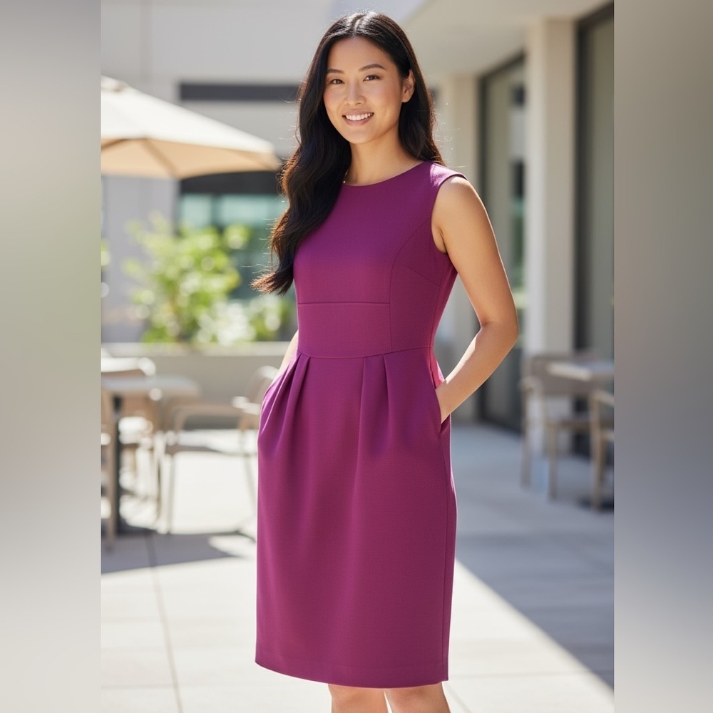 Magaschoni Size 4 Fuchsia Pink Wool Sheath Dress